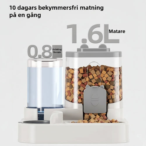 Automatisk Foderstation Med Vattenskål För Katt Och Hund