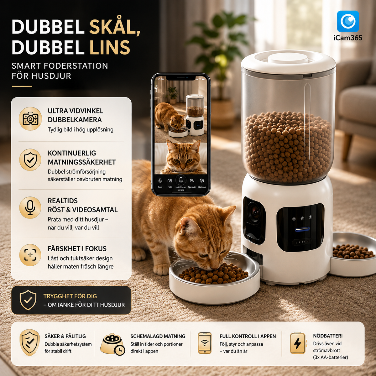 MatSmart - Automatisk Husdjursmatare med Kamera & Tidsstyrd Matning