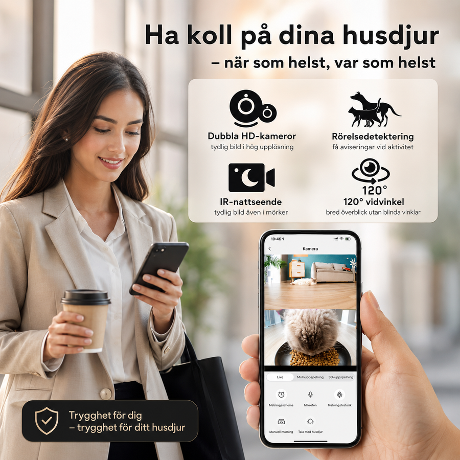 MatSmart - Automatisk Husdjursmatare med Kamera & Tidsstyrd Matning